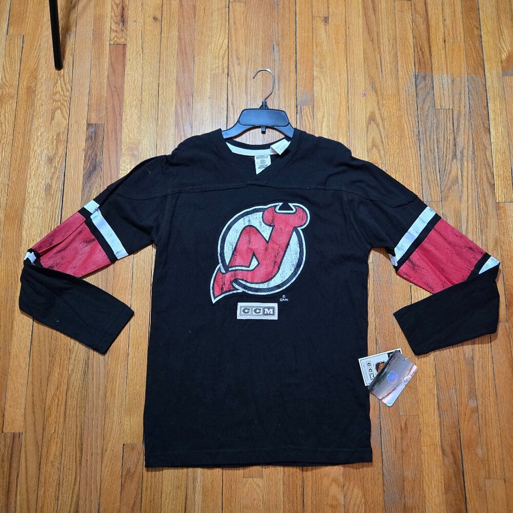 New Youth Kids Boys CCM NHL Large 14/16 Player New Jersey Devils Shirt